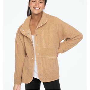 Victoria Secret PINK Brown Sherpa Fleece Snap Front Jacket